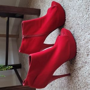 Size 10 Red High Heel Open Toe Booties